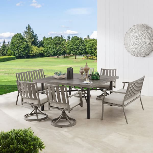 AZUR 7-Piece Aluminum Outdoor Dining Set with Sunbrella Cushions