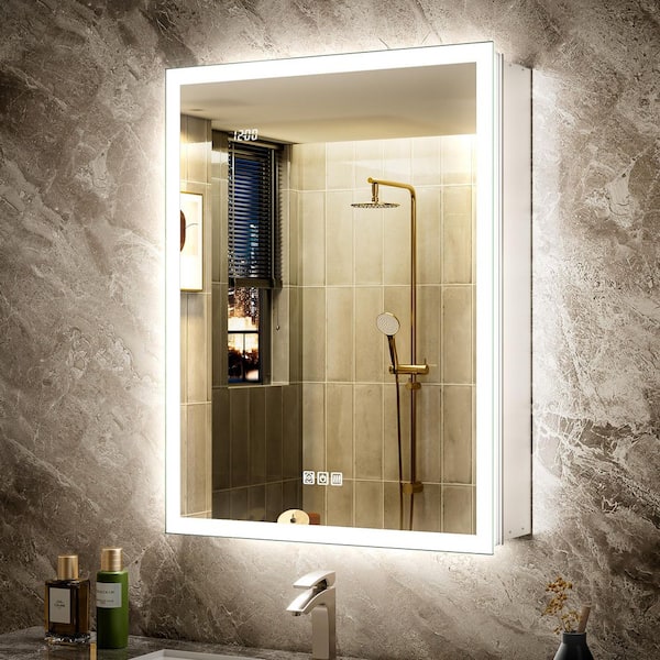 Terri 24 in. W x 32 in. H Acrylic LED Front & Back Light Rectangular Recessed/Surface Wall Medicine Cabinet with Mirror