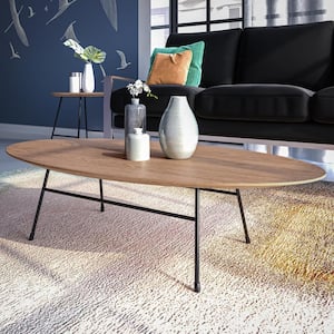 Rossmore 46.3 in. Natural Wood Oval Wood Coffee Table