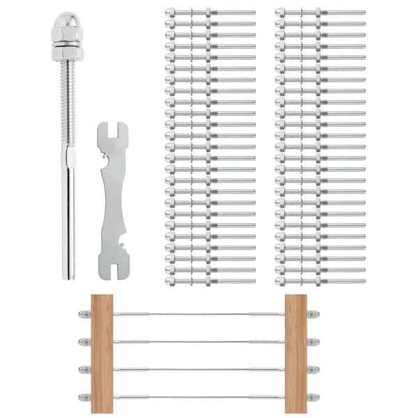 VEVOR 51 Pack Cable Railing Swage Threaded Stud Tension End Fitting Terminal for 1/8 in. Deck Cable Railing Stainless Steel