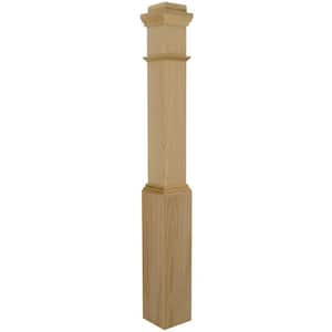 Stair Parts 4091 55 in. x 6-1/4 in. Unfinished Red Oak Box Newel Post for Stair Remodel