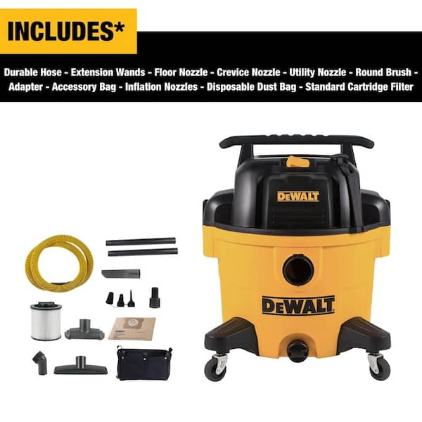 DEWALT Poly Wet/Dry DXV09PA 9 Gallon Professional Shop Vacuum, 5 HP Power, Yellow DEWALT Poly Wet⁄Dry DXV09PA 9 Gallon Professional Shop Vacuum, 5