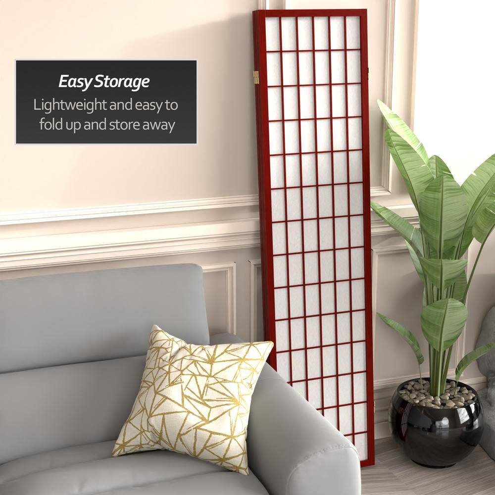 Rosewood 6 ft Tall Shoji Screen with Spruce Frame