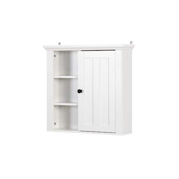 Amucolo 20.86 in. W x 5.71 in. D x 20 in. H White Wooden Bathroom Wall Cabinet with a Door