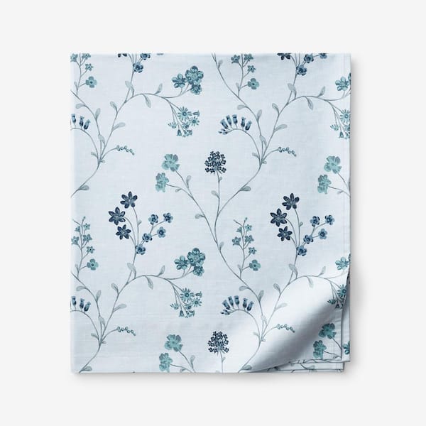 The Company Store Legends Hotel Bird Branch Blue Multi Sateen Queen Flat Sheet
