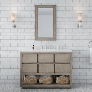 Oakman 48 in. W x 22 in. D x 34.3 in. H Bath Vanity in Grey Oak with Marble Top with White Basin and Chrome Faucet