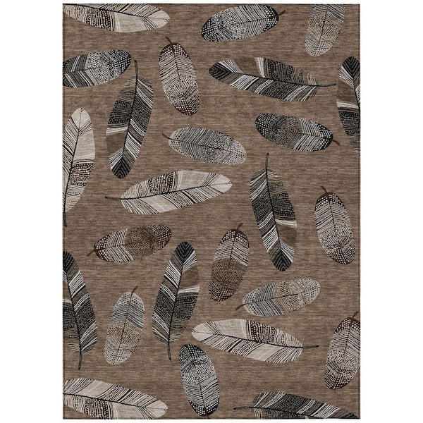 Chantille Machine Washable Indoor/Outdoor Abstract ACN2649 Mocha 8 ft. x 10 ft. Area Rug