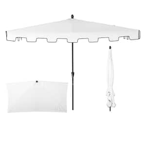 Sidney 9 ft. MidCentury Rectangular Half Market Patio Umbrella with Crank, Wind Vent and UV Protection in White/Black