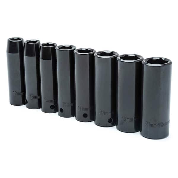 Crescent 1/2 in. Drive 6 Point Deep Impact Metric Socket Set (8-Piece)