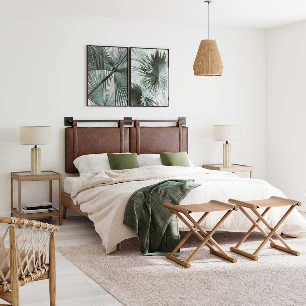 Harlow King Brown Faux Leather Wall Mount Headboard