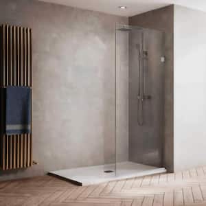 Milan Stationary 30 in. x 76 in. Clear Frameless Fixed Stain Resistant Glass Panel Shower Door in Chrome
