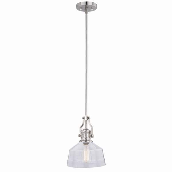 Beloit Satin Nickel Farmhouse Mini Pendant Ceiling Light Clear Glass