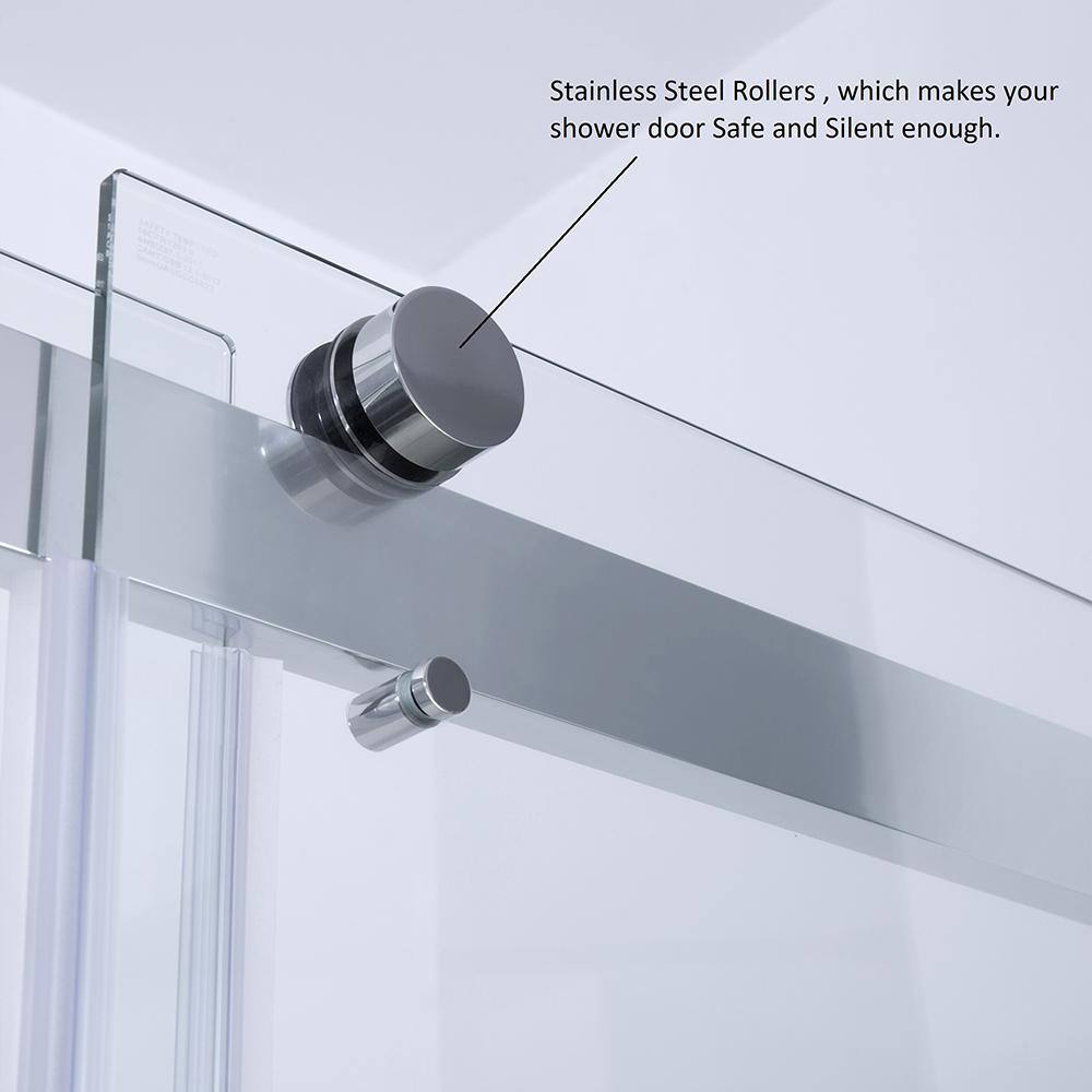 64 x 76 in. Polished Chrome Clear Glass Sliding Shower Door