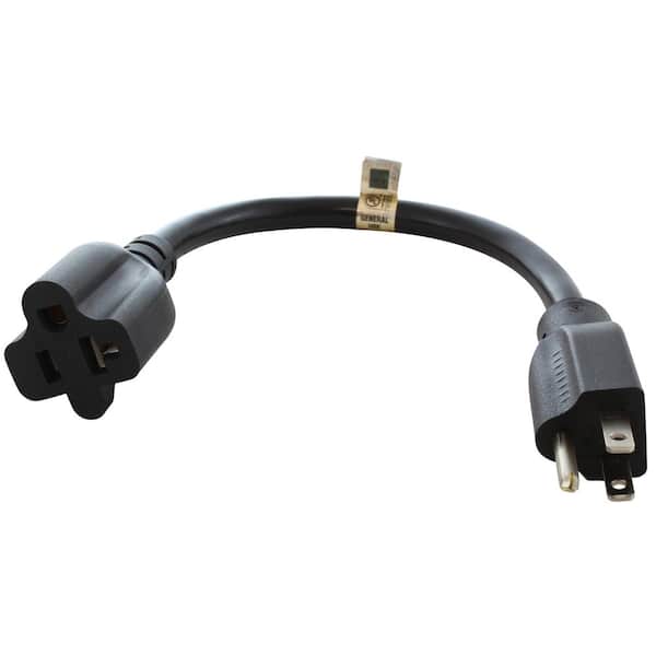 AC WORKS 5-15P to 5-20R 1 ft. 14 / 3 SJTW Indoor/Outdoor Cord in
