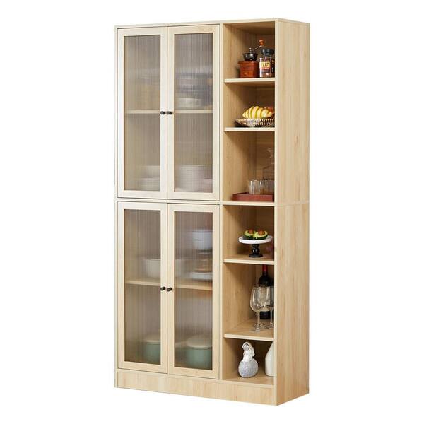 Unbranded 36.22 in. W x 15.75 in. D x 70.87 in. H Bathroom Brown Linen Cabinet
