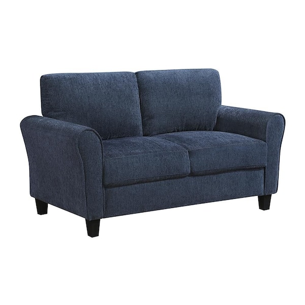 Lazzara Aleron 58 in W Blue Chenille Upholstery 2-Seater Loveseat