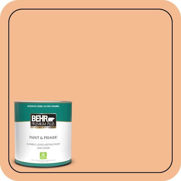 BEHR PREMIUM PLUS 1 qt. #270D-4 Brandy Butter Semi-Gloss Enamel Low Odor Interior Paint & Primer