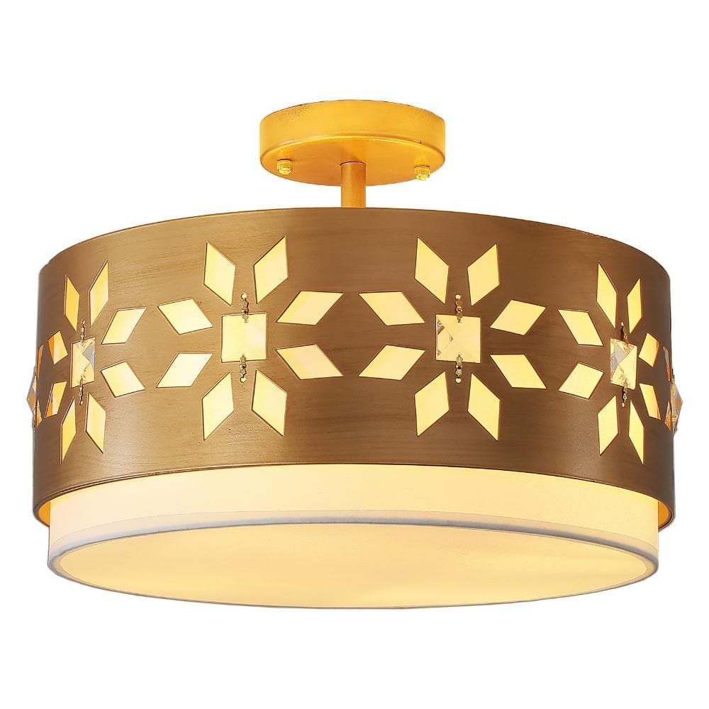 15.75 in. 4-Light Modern Gold Drum Fabric Shade Semi-Flush Mount Ceiling Light price history on PriceWatchPro