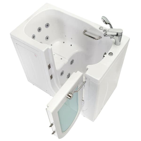 Ella Mobile 45 in. x 26 in. Walk-In Whirlpool & Air Bath Bathtub in White, Outward Door,Digital,Heated Seat,Fast Fill & Drain