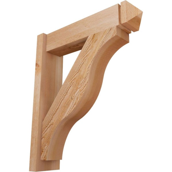Ekena Millwork 6 in. x 28 in. x 24 in. Western Red Cedar Fuston Arts and Crafts Rough Sawn Outlooker