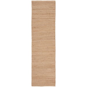 Natural Jute Natural 2 ft. x 8 ft. Solid Contemporary Kitchen Runner Area Rug