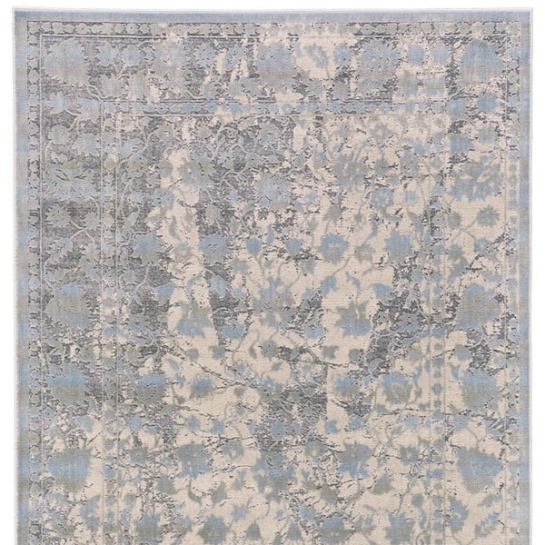 10 x 13 Ivory, Taupe, Blue Abstract Area Rug