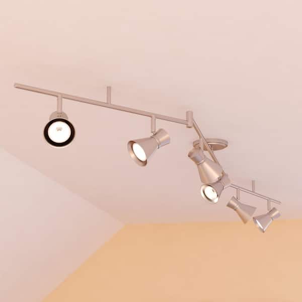 VAXCEL Alto 6.84 ft. 6-Light Brushed Nickel LED Swing Arm Flexible Track Lighting Kit with Step Head