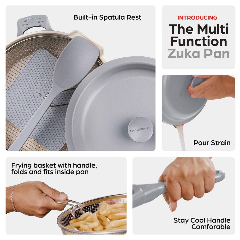 Gray Aluminum Nonstick Multi-Purpose Pan Set with Lid and Accessories