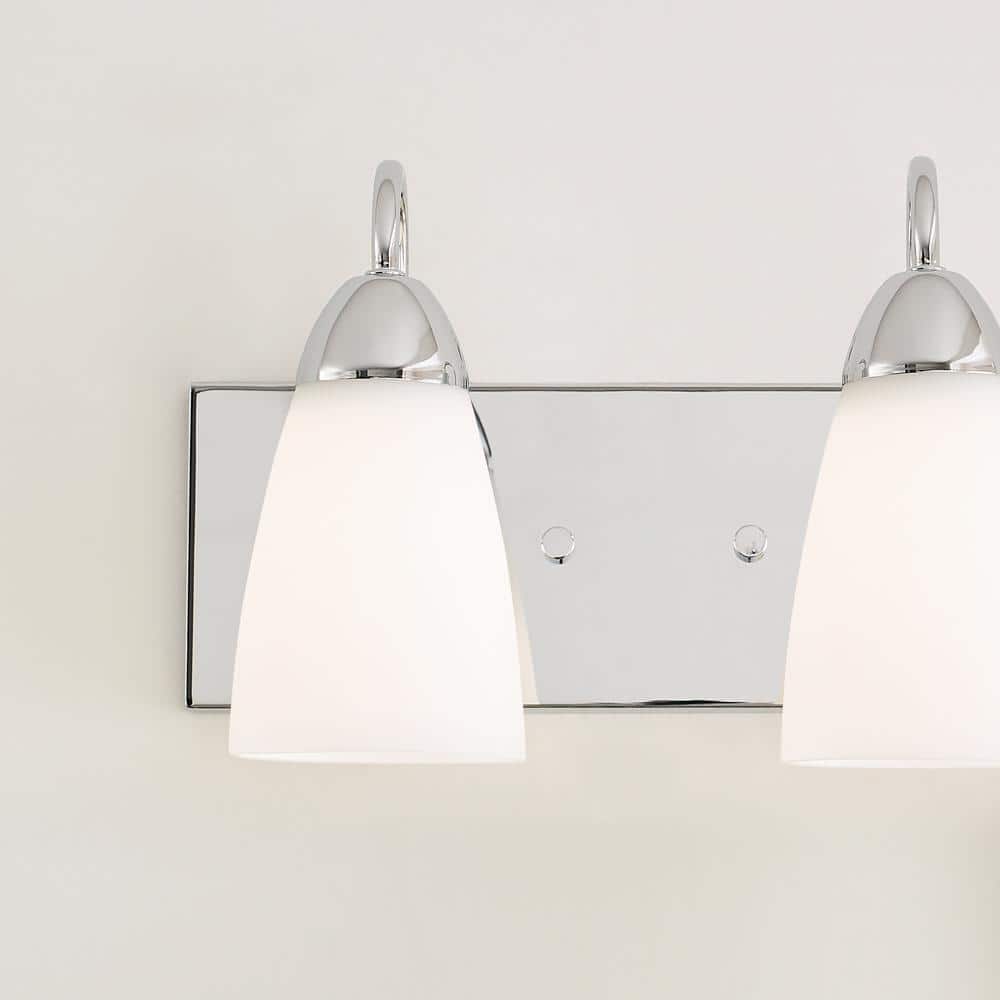 Seville 2-Light Chrome Vanity Light with Etched Glass Shade