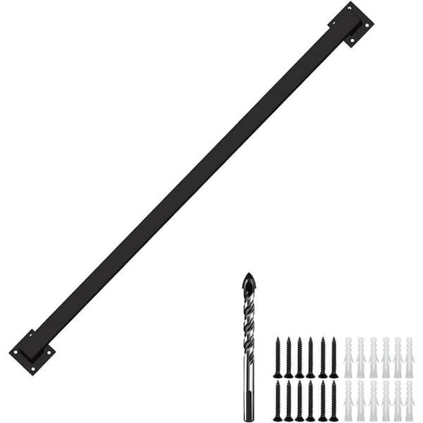 3 ft. Industrial Staircase Handrails Wall Mount with 500 lbs. Capacity-Iron Railing Pipe Handrail in Black