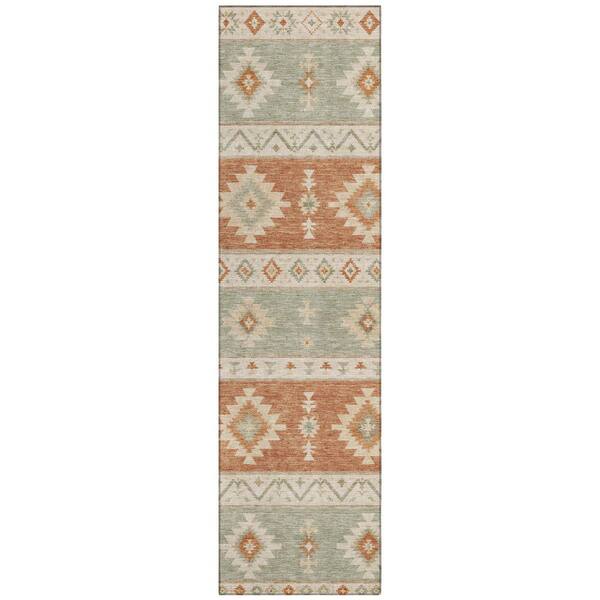 Chantille Machine Washable Indoor/Outdoor Abstract ACN3126 Aloe 2 ft. x 7 ft. Runner Rug