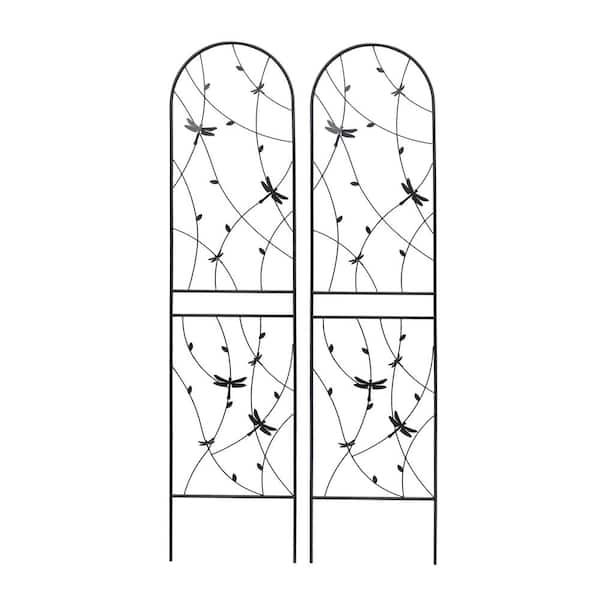 86.7 in. Outdoor Garden Metal Rustproof Plant Climbing Trellis Black, 2 Pieces