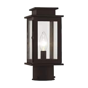 Stickland 10.5 in. 1-Light Bronze Outdoor Cast Brass Hardwired Outdoor Rust Resistant Post Light with No Bulbs Included