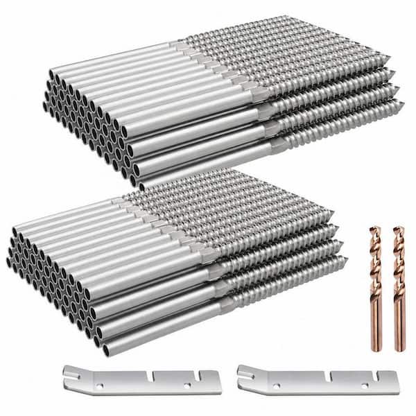 Stainless Steel Right and Left Handed Thread Swage Lag Screws for Cable Railing System, Silver (100-Pack)