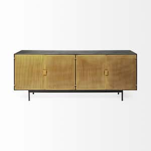 Newsome II All Metal Black Base with 4-Metal Gold Cabinet Door Sideboard