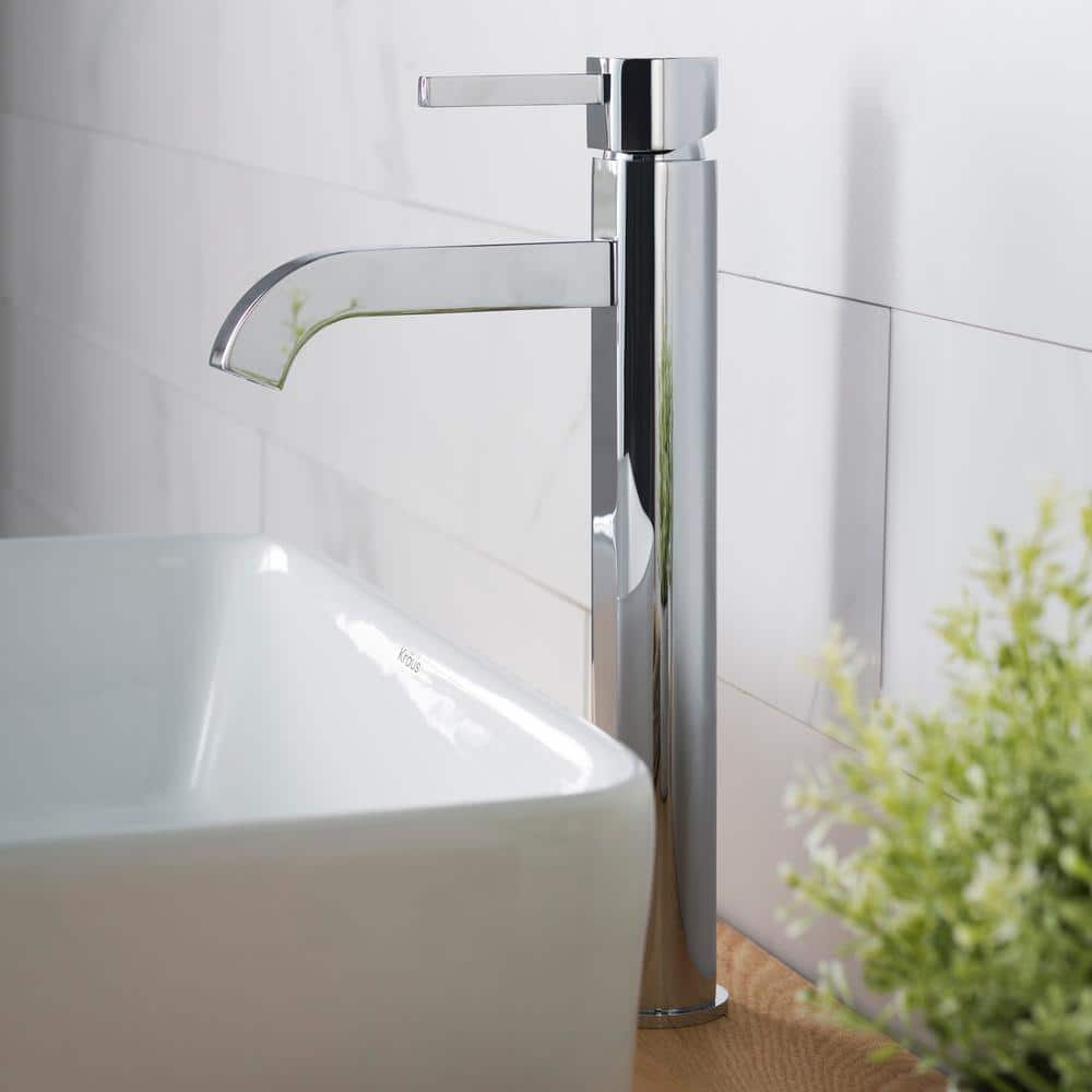 Sleek Satin Nickel Single Lever Vessel Faucet in Chrome