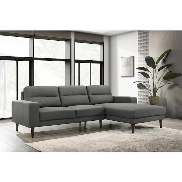 NEW CLASSIC HOME FURNISHINGS New Classic Furniture Vale 104 in. 2-Piece Polyester Fabric L-Shaped Sectional Sofa in Gray