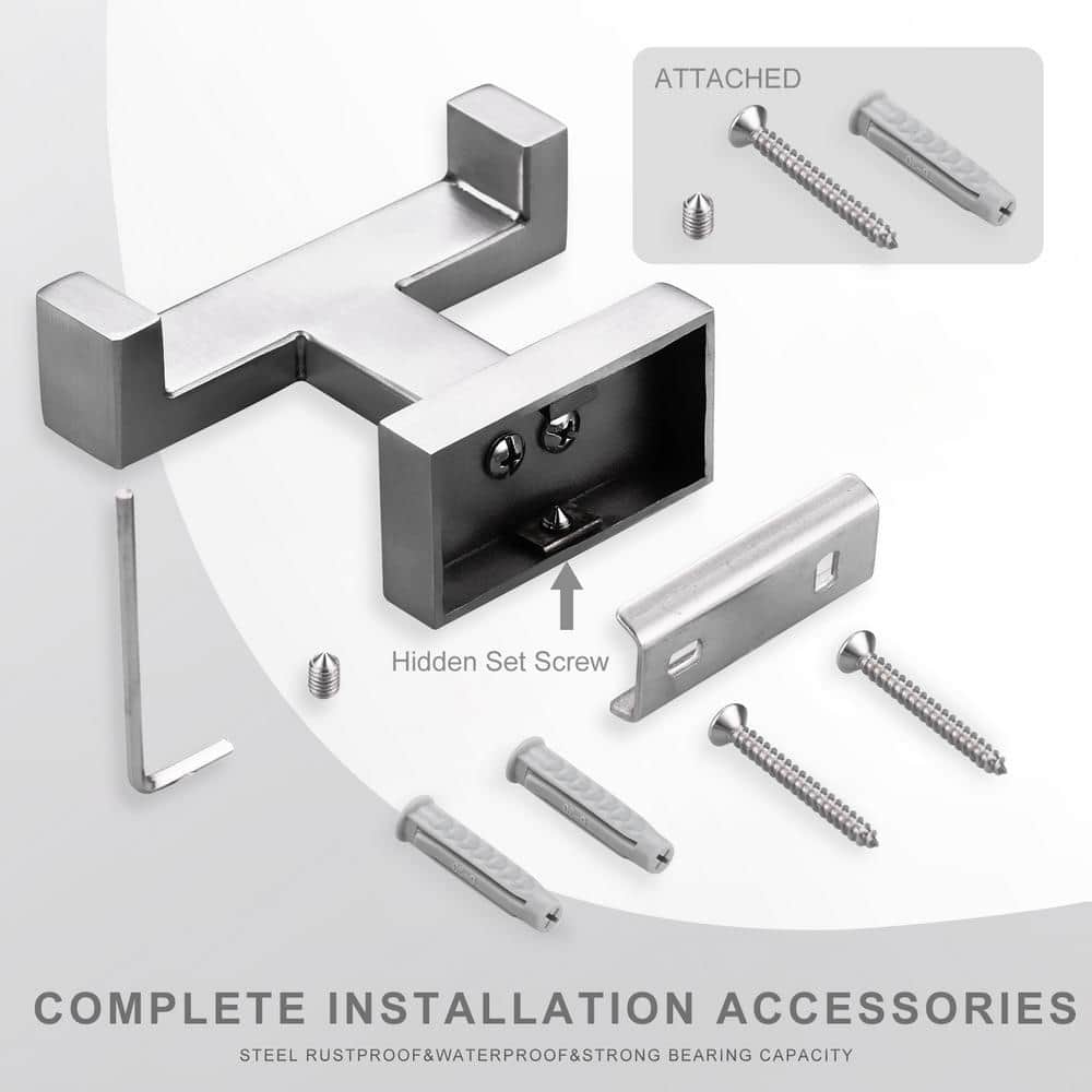Brushed Nickel Modern Double Robe and Towel Hook