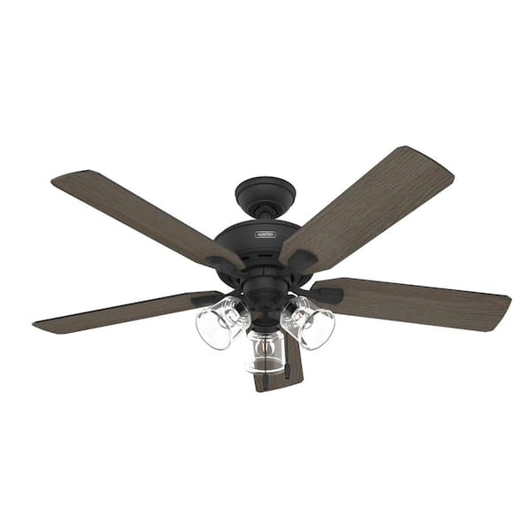 Hunter Rosner 52 in. Indoor Matte Black Ceiling Fan with Light Kit Included