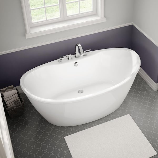 Delsia AcrylX 66 in. x 36 in. Freestanding Soaking Bathtub with Center Drain in White
