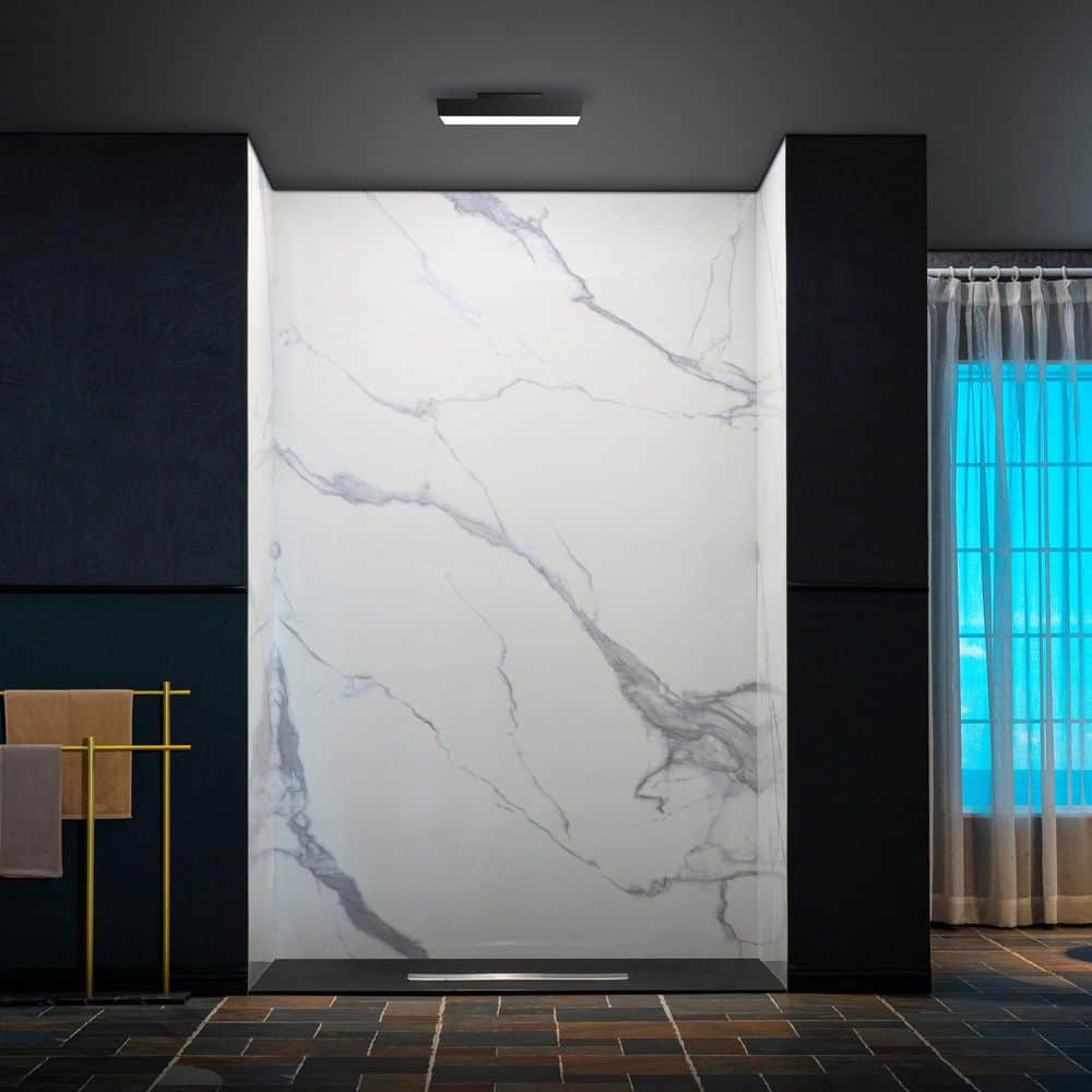 36 in. x 60 in. W x 75 in. H 3-Piece Glue Up Acrylic Alcove Shower Surrounds in White price history on PriceWatchPro