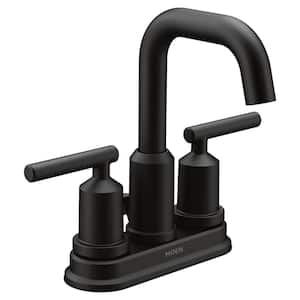 Gibson 4 in. Centerset 2-Handle High-Arc Bathroom Faucet with Pop-Up Assembly in Matte Black