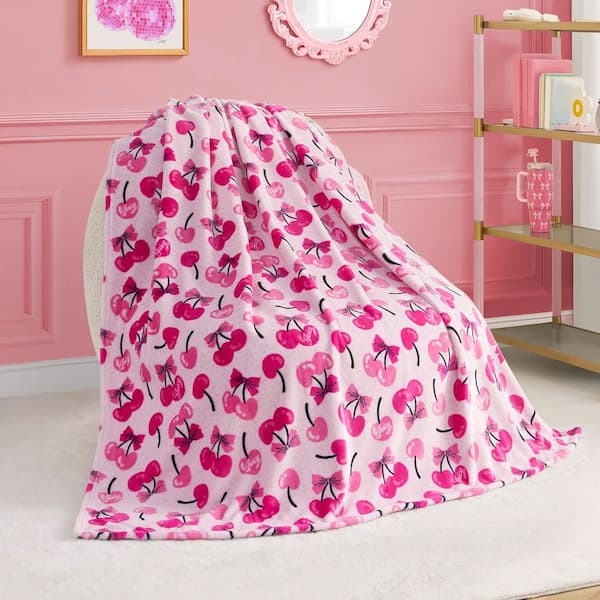 Berry Cheetah Baby Pink Plush Polyester Kids Throw Blanket