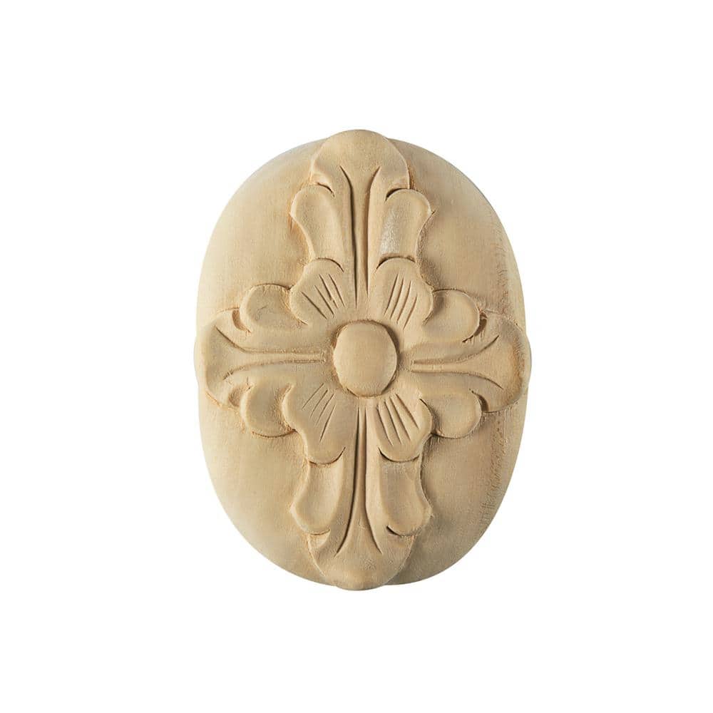 Oval Rosette Applique - Large, 4 in. x 3.5 in. - Hand Carved Unfinished Maple Wood - DIY Elegant Home Design Accent price history on PriceWatchPro