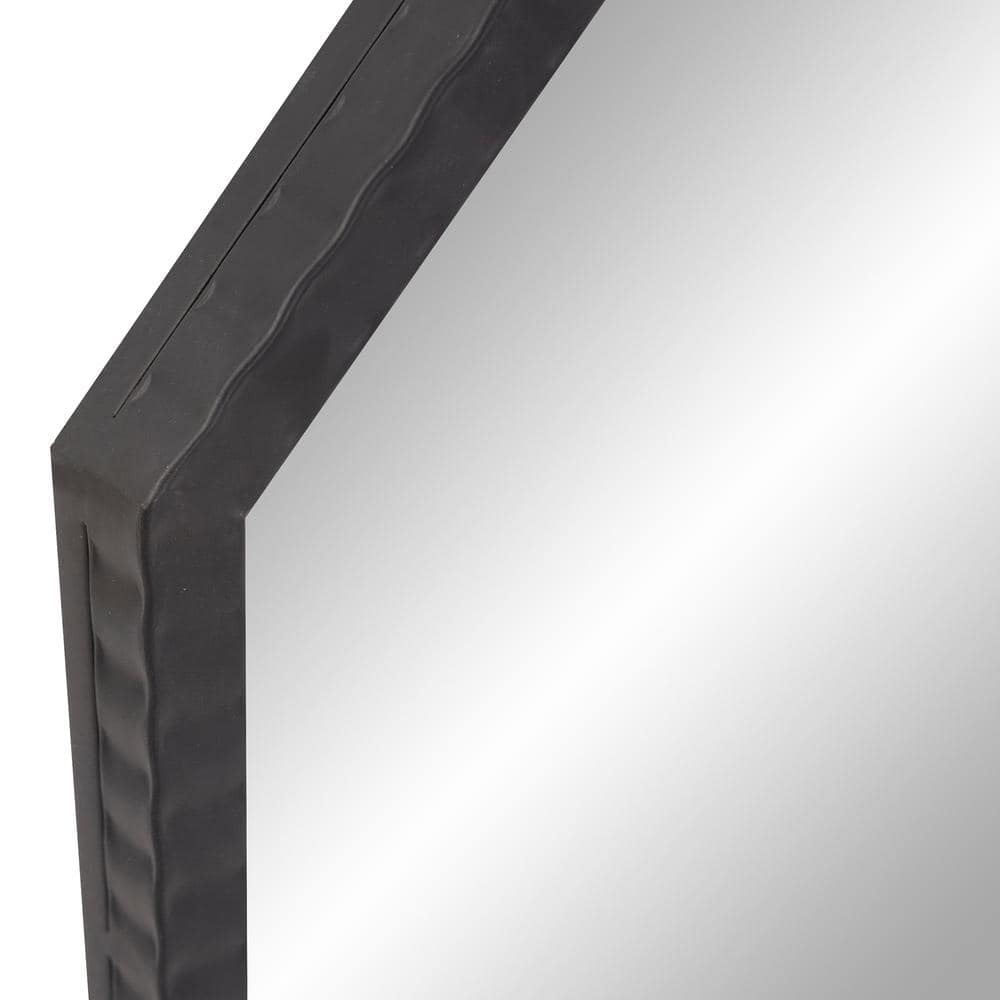 Matte Graphite Industrial Octagonal 38" Wall Mirror