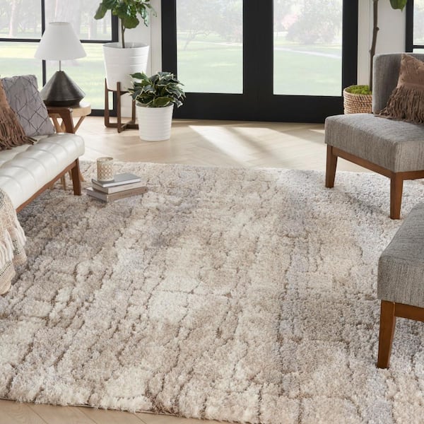 Dreamy Shag Ivory Beige 8 ft. x 10 ft. All-over design Contemporary Area Rug