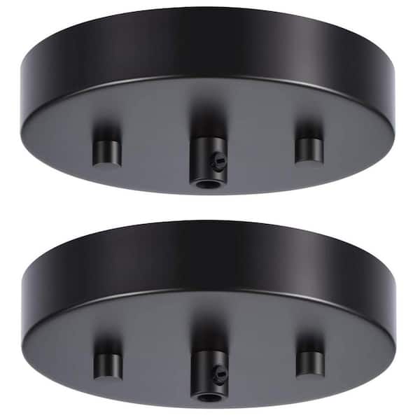 2-Pack Ceiling Lighting Canopy Kit 5-1/8 in. Pendant Light Plate Cover with All Mounting Hardware Black
