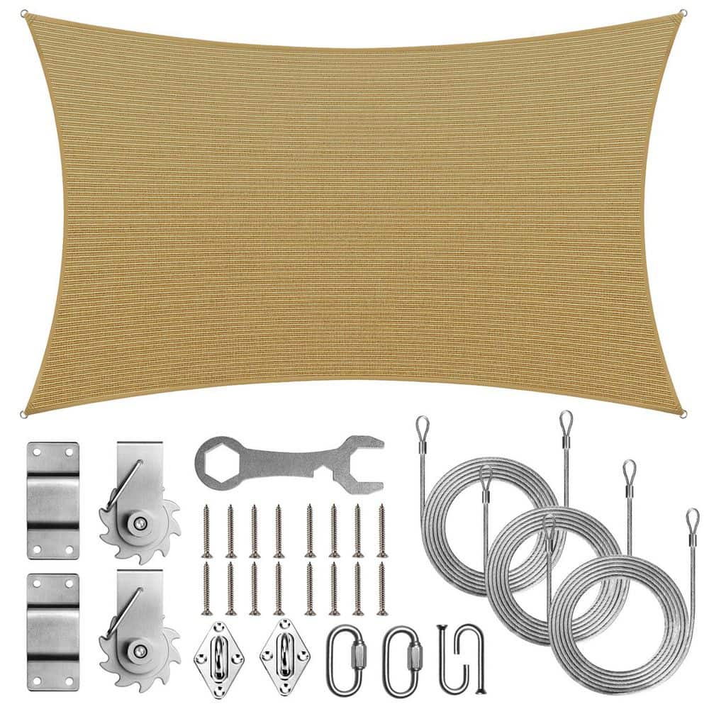 8 ft. x 10 ft. Rectangle Sun Shade Sail Canopy with Hardware TAWAL-Sand Beige price history on PriceWatchPro