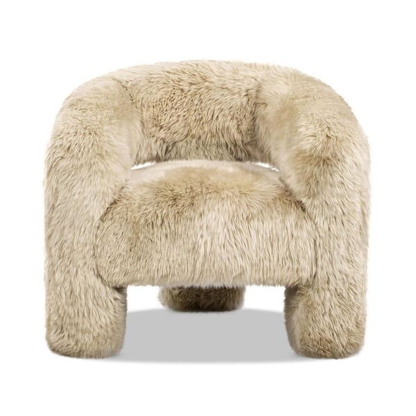 Avalon 35 in. Genuine Sheepskin Fur Split Barrel Back Accent Chair in Natural Blonde
