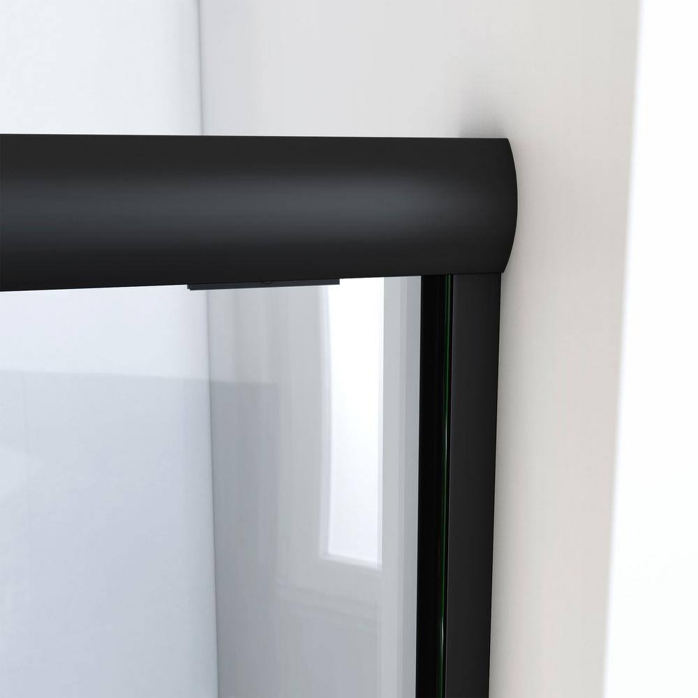 Matte Black 60" x 70" Semi-Frameless Sliding Shower Door with Clear Glass